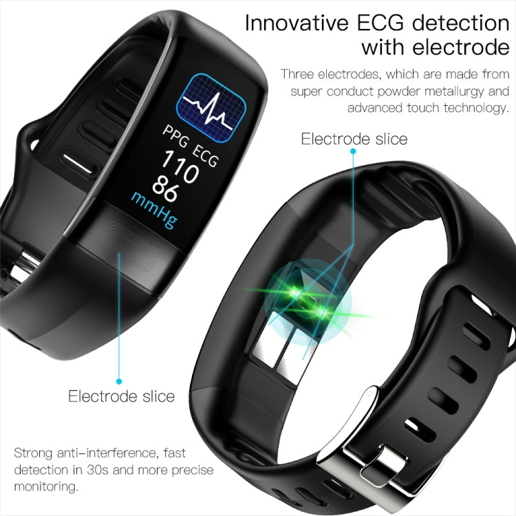P11 Plus 0.96 inch Screen ECG+HRV Smart Health Bracelet, Support Body Temperature, Dynamic Heart Rate, ECG Monitoring, Blood Oxygen Monitor