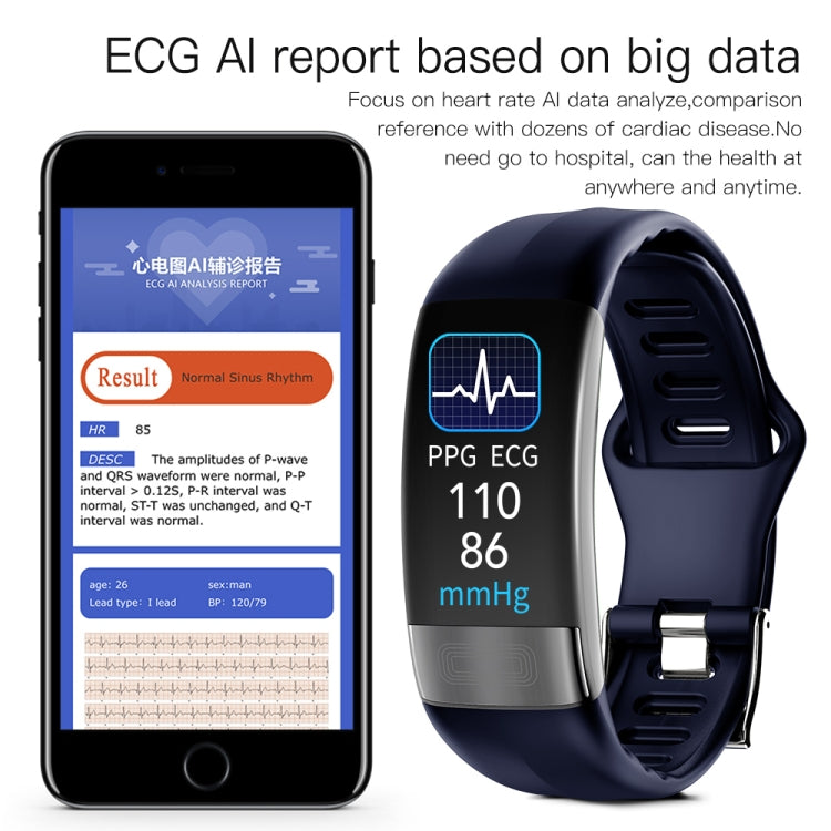 P11 Plus 0.96 inch Screen ECG+HRV Smart Health Bracelet, Support Body Temperature, Dynamic Heart Rate, ECG Monitoring, Blood Oxygen Monitor