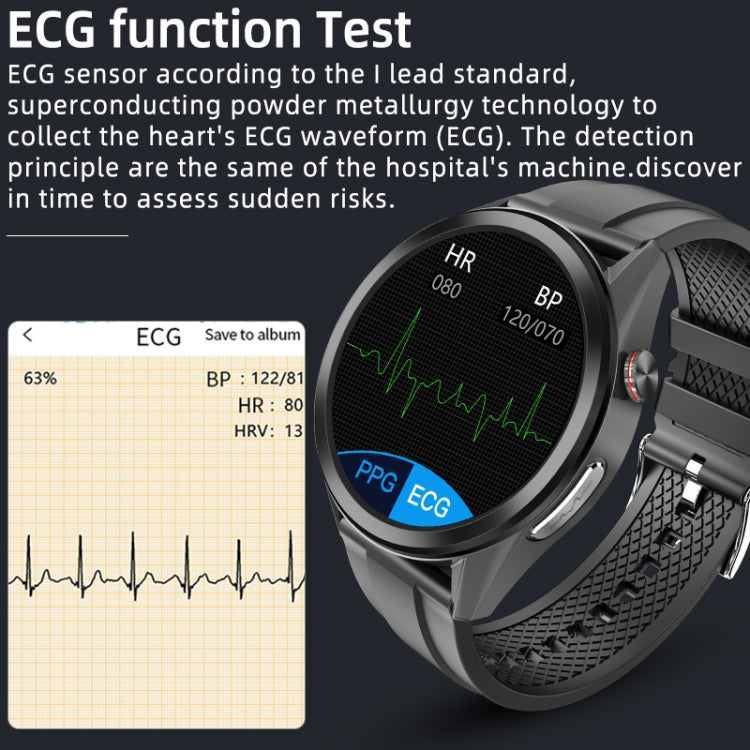 W10 1.3 inch Screen PPG & ECG Smart Health Watch, Support Heart Rate/Blood Pressure Monitoring, ECG Monitoring, Blood Oxygen/Body Temperature Monitoring