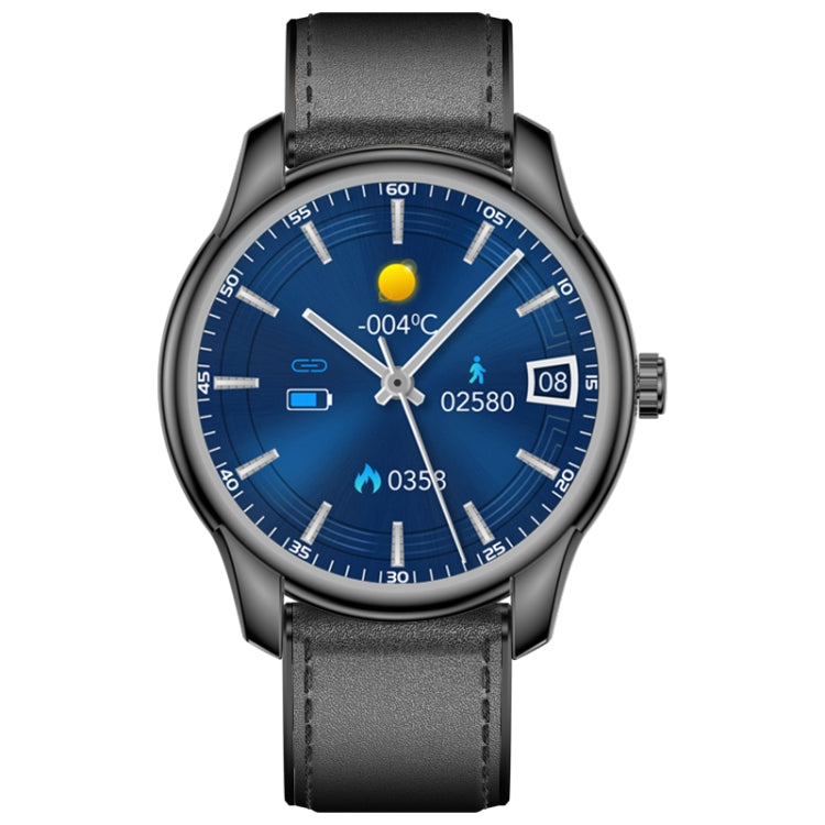 W9 1.3 inch Screen Leather Watch Band Smart Health Watch, Support Heart Rate Monitoring, Blood Pressure, Sleep Monitoring