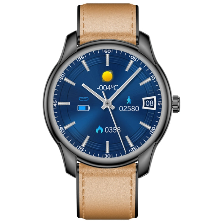 W9 1.3 inch Screen Leather Watch Band Smart Health Watch, Support Heart Rate Monitoring, Blood Pressure, Sleep Monitoring