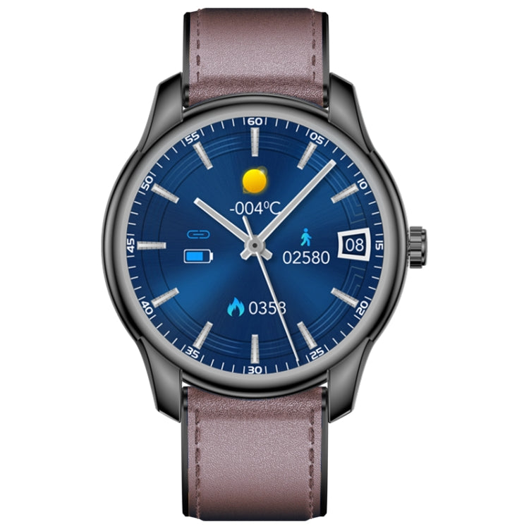 W9 1.3 inch Screen Leather Watch Band Smart Health Watch, Support Heart Rate Monitoring, Blood Pressure, Sleep Monitoring