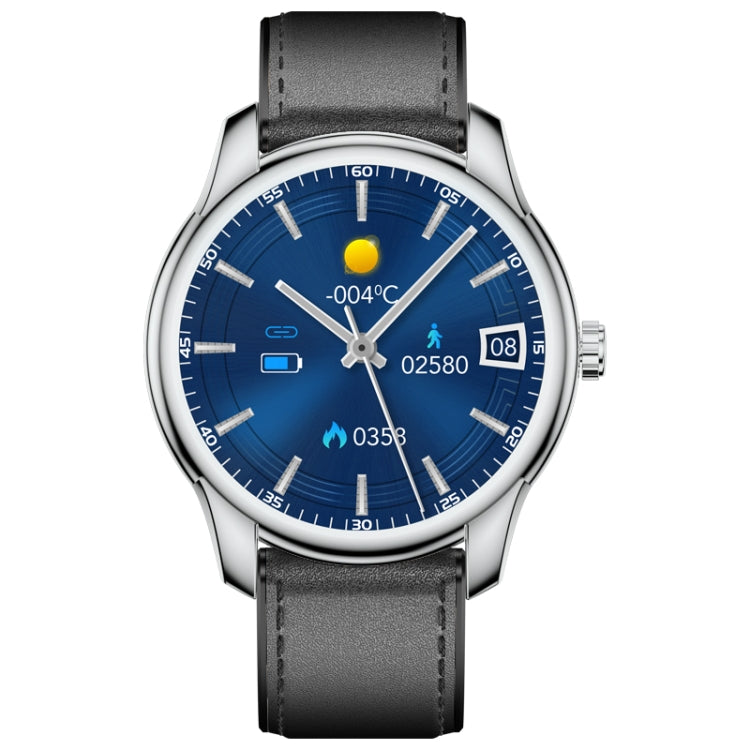 W9 1.3 inch Screen Leather Watch Band Smart Health Watch, Support Heart Rate Monitoring, Blood Pressure, Sleep Monitoring