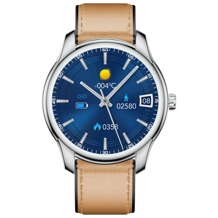 W9 1.3 inch Screen Leather Watch Band Smart Health Watch, Support Heart Rate Monitoring, Blood Pressure, Sleep Monitoring