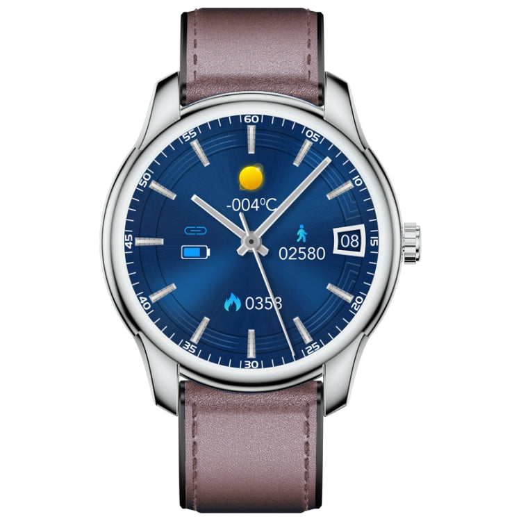 W9 1.3 inch Screen Leather Watch Band Smart Health Watch, Support Heart Rate Monitoring, Blood Pressure, Sleep Monitoring