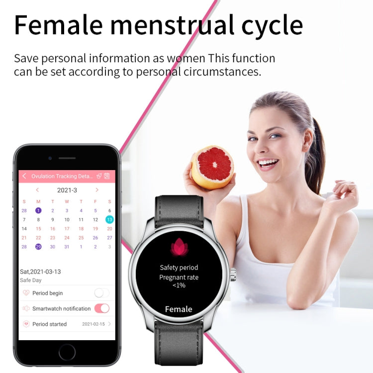 W9 1.3 inch Screen Leather Watch Band Smart Health Watch, Support Heart Rate Monitoring, Blood Pressure, Sleep Monitoring