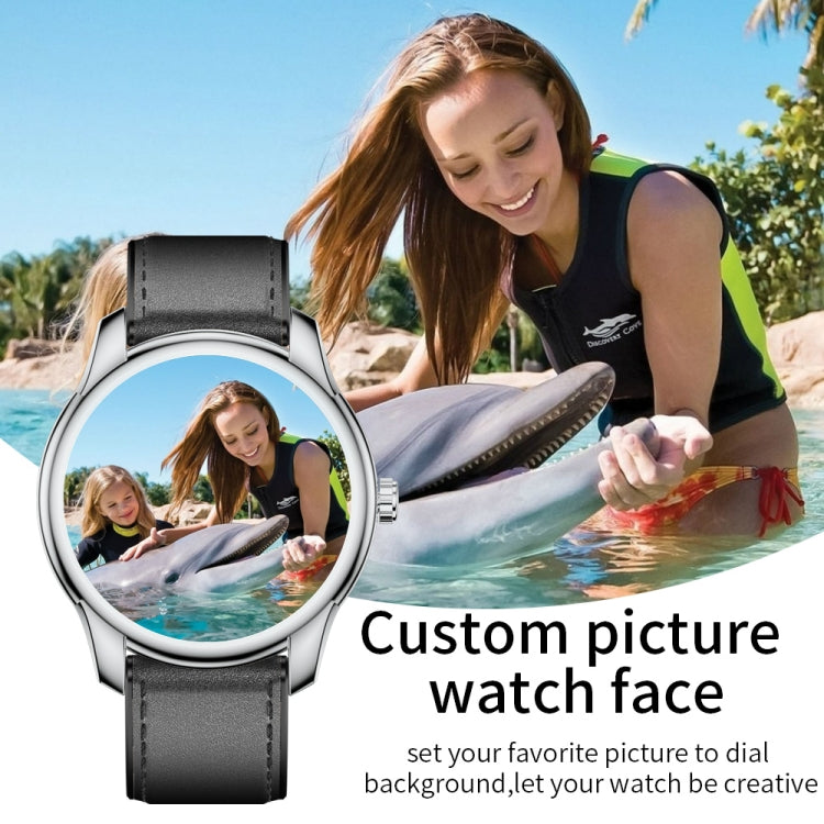 W9 1.3 inch Screen Leather Watch Band Smart Health Watch, Support Heart Rate Monitoring, Blood Pressure, Sleep Monitoring