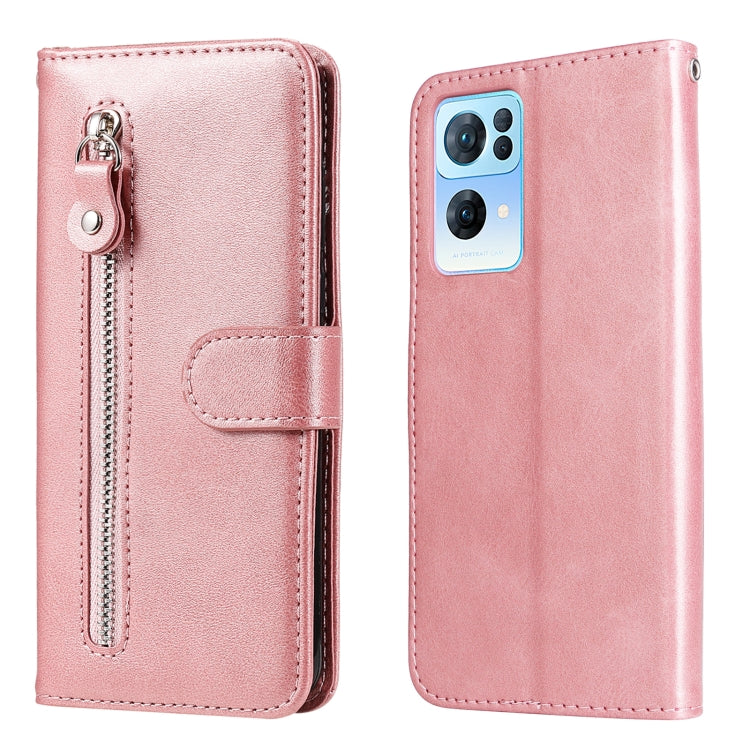 For OPPO Reno7 Pro 5G China & Global Fashion Calf Texture Zipper Horizontal Flip Leather Case