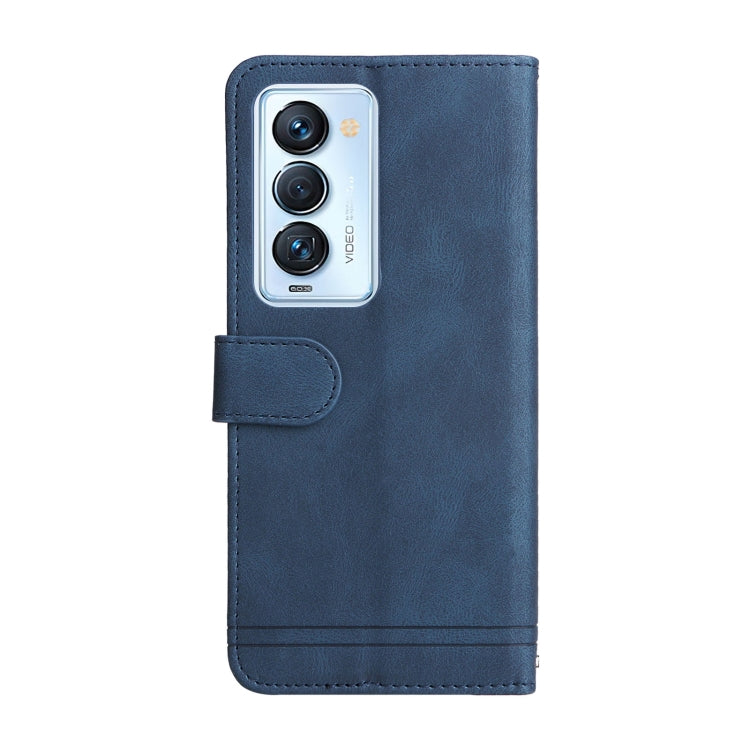 For Tecno Camon 18 Premier Skin Feel Life Tree Metal Button Leather Phone Case