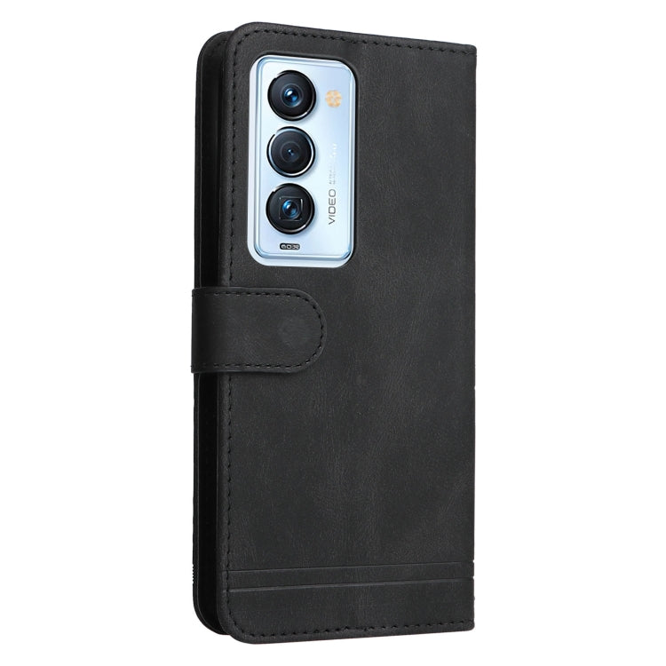 For Tecno Camon 18 Premier Skin Feel Life Tree Metal Button Leather Phone Case