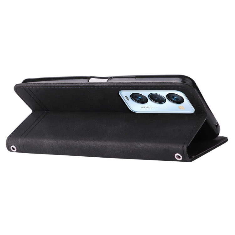 For Tecno Camon 18 Premier Skin Feel Life Tree Metal Button Leather Phone Case