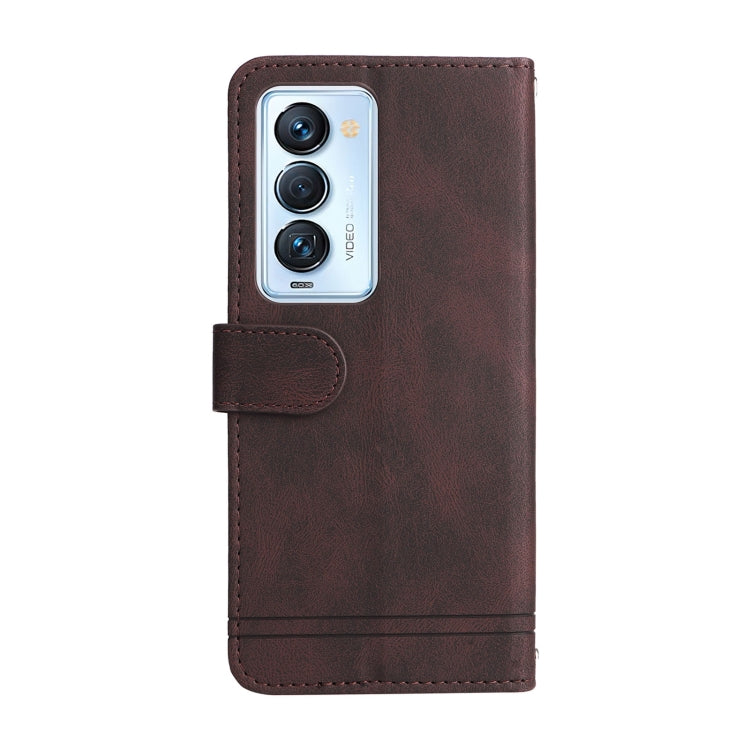 For Tecno Camon 18 Premier Skin Feel Life Tree Metal Button Leather Phone Case