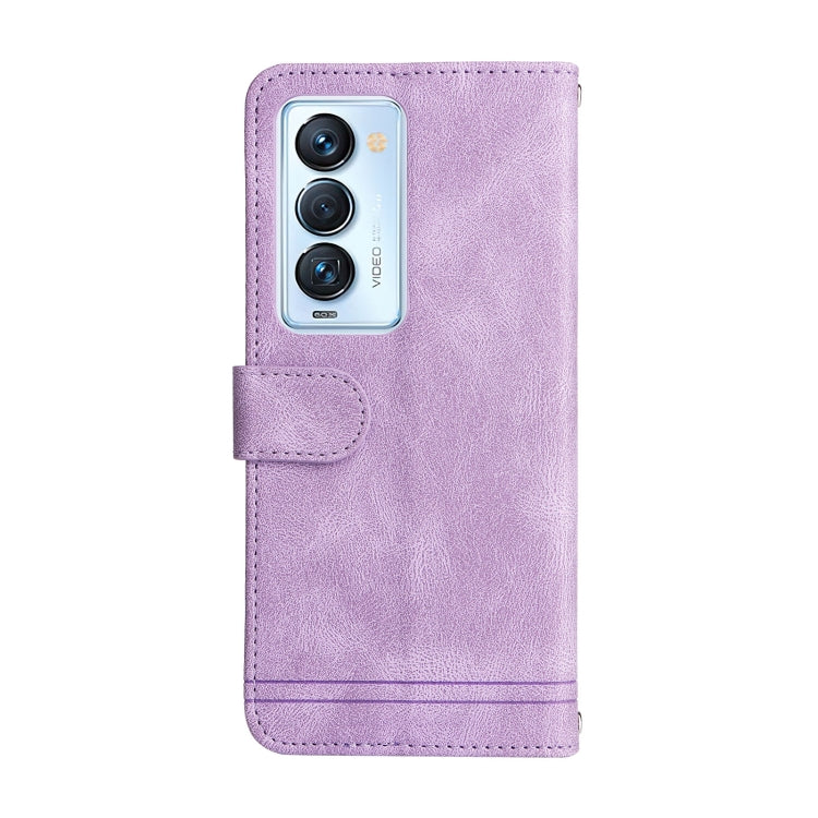For Tecno Camon 18 Premier Skin Feel Life Tree Metal Button Leather Phone Case