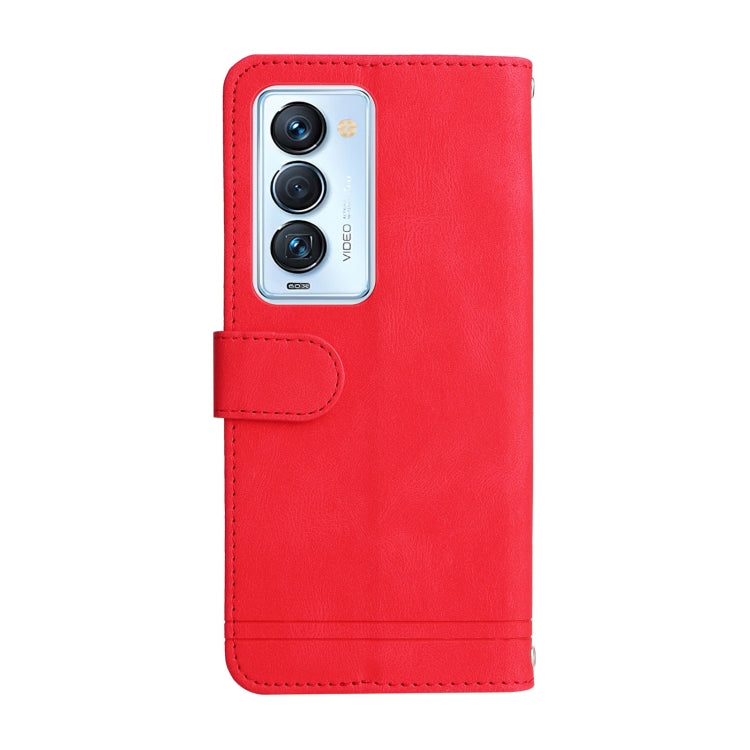 For Tecno Camon 18 Premier Skin Feel Life Tree Metal Button Leather Phone Case