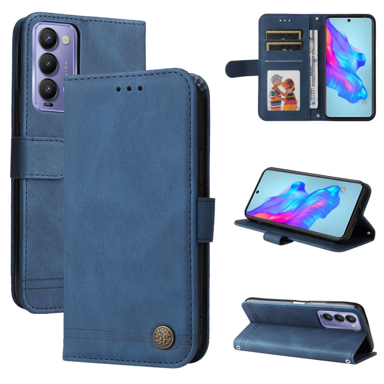 For Tecno Camon 18 / 18 Pro Skin Feel Life Tree Metal Button Leather Phone Case