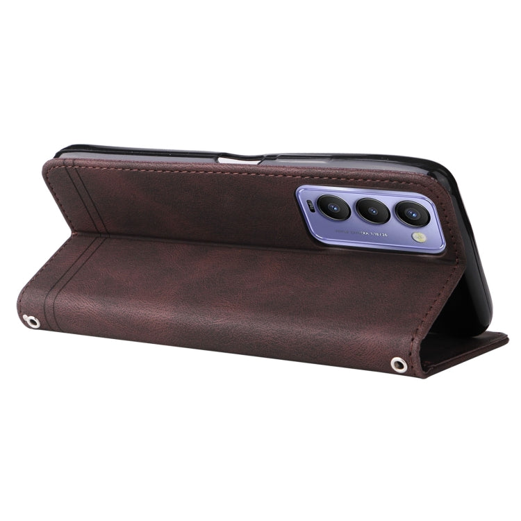 For Tecno Camon 18 / 18 Pro Skin Feel Life Tree Metal Button Leather Phone Case