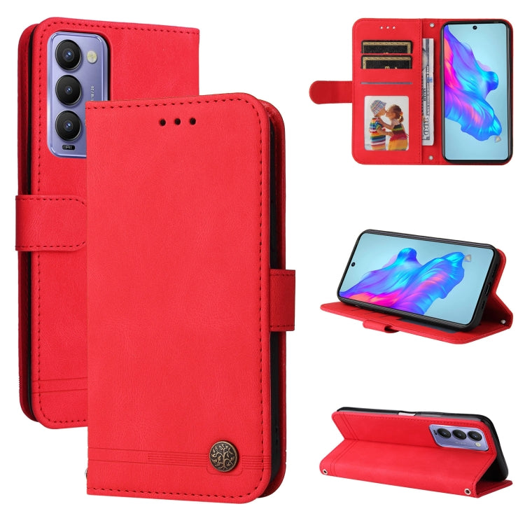 For Tecno Camon 18 / 18 Pro Skin Feel Life Tree Metal Button Leather Phone Case
