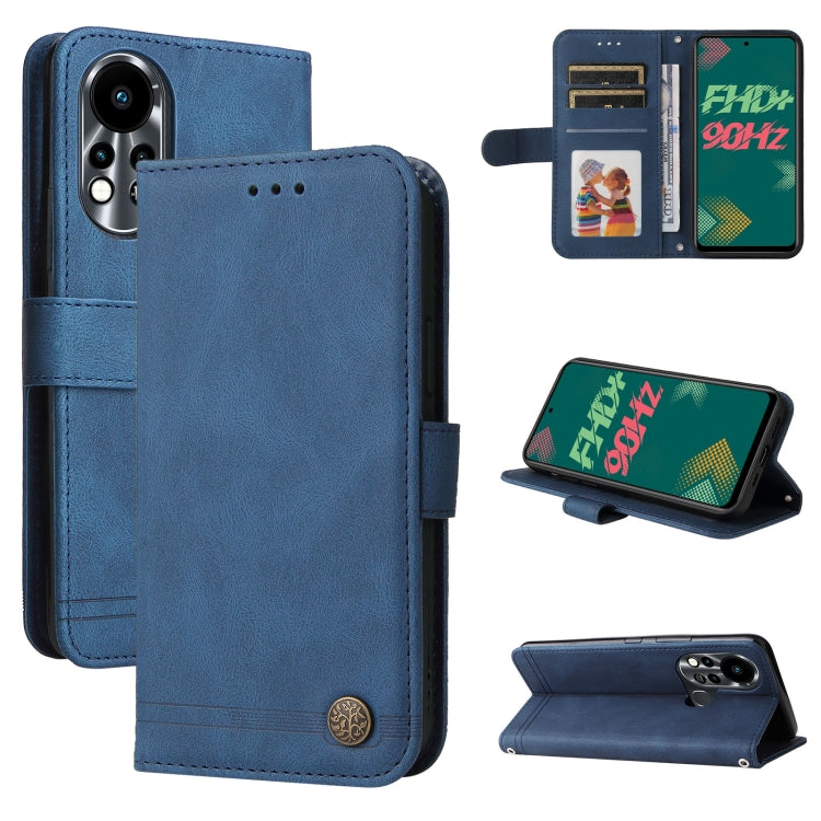 For Infinix Hot 11s Skin Feel Life Tree Metal Button Leather Phone Case
