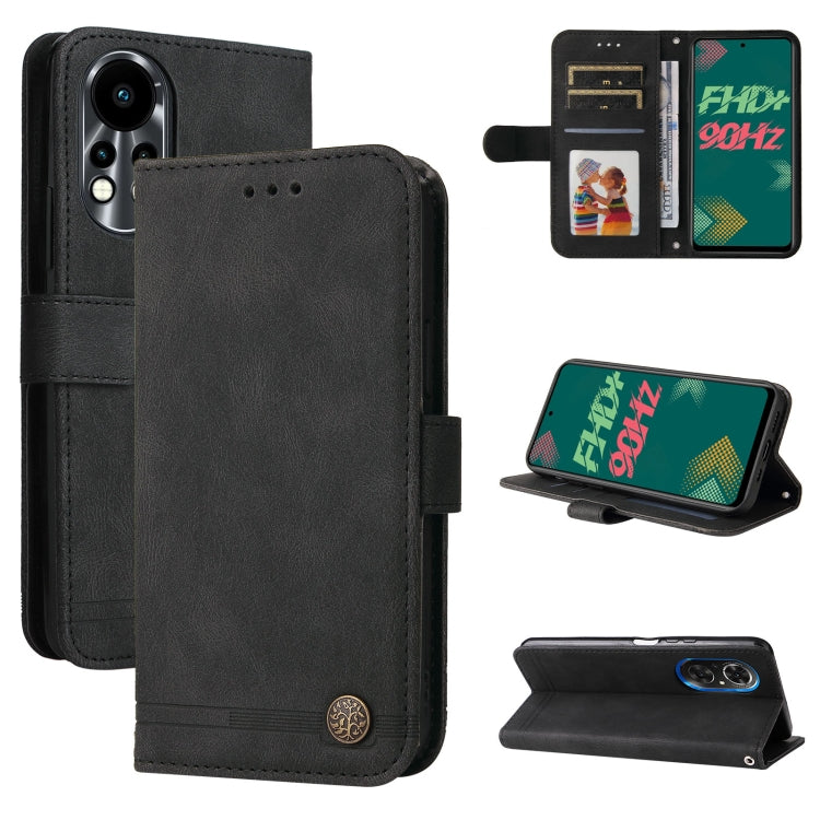 For Infinix Hot 11s Skin Feel Life Tree Metal Button Leather Phone Case