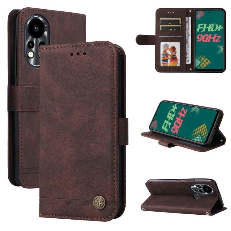 For Infinix Hot 11s Skin Feel Life Tree Metal Button Leather Phone Case