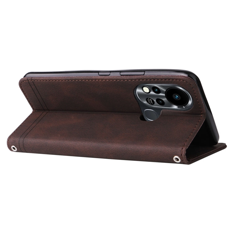 For Infinix Hot 11s Skin Feel Life Tree Metal Button Leather Phone Case