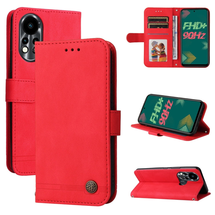For Infinix Hot 11s Skin Feel Life Tree Metal Button Leather Phone Case