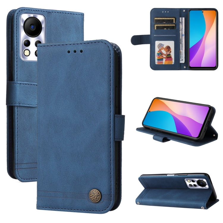For Infinix Hot 11s NFC Skin Feel Life Tree Metal Button Leather Phone Case