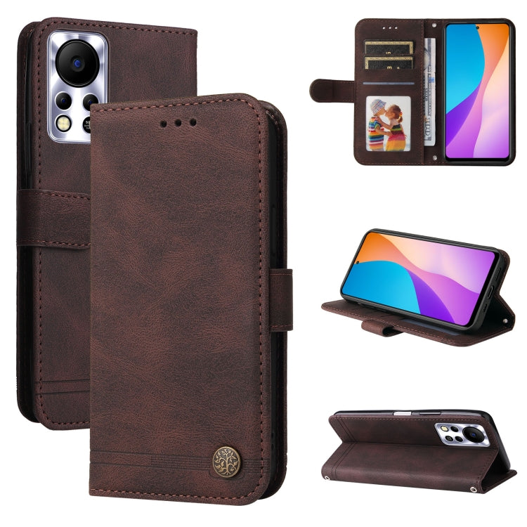 For Infinix Hot 11s NFC Skin Feel Life Tree Metal Button Leather Phone Case