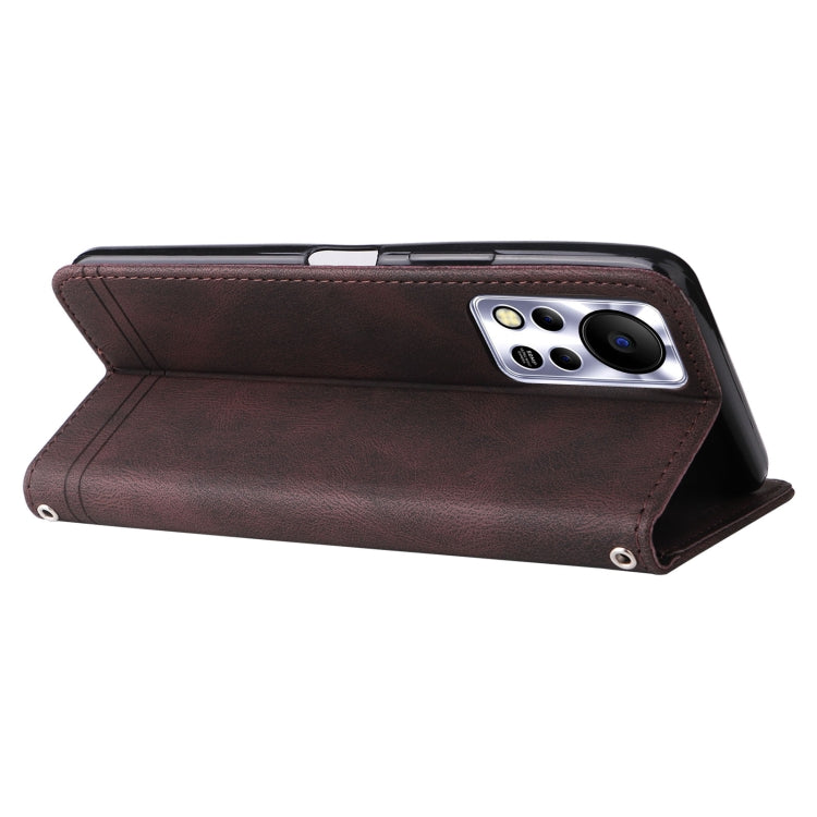 For Infinix Hot 11s NFC Skin Feel Life Tree Metal Button Leather Phone Case
