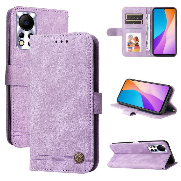 For Infinix Hot 11s NFC Skin Feel Life Tree Metal Button Leather Phone Case