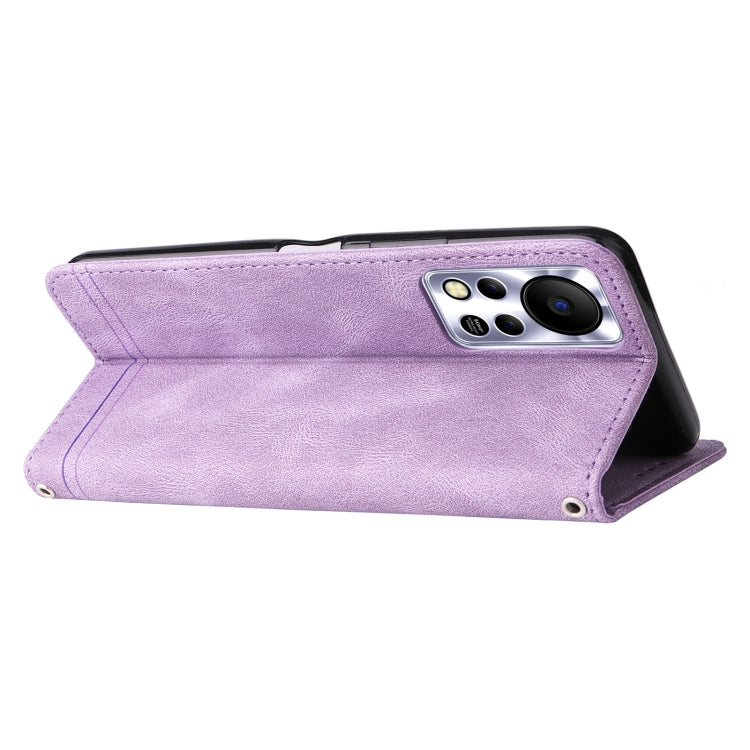 For Infinix Hot 11s NFC Skin Feel Life Tree Metal Button Leather Phone Case