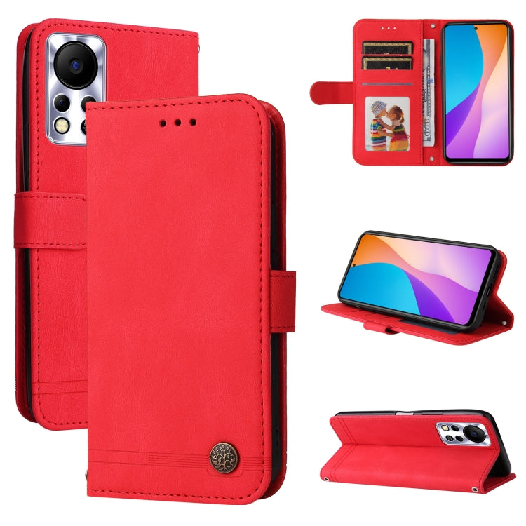 For Infinix Hot 11s NFC Skin Feel Life Tree Metal Button Leather Phone Case