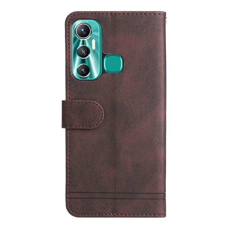 For Infinix Hot 11 Skin Feel Life Tree Metal Button Leather Phone Case
