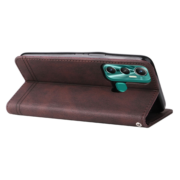 For Infinix Hot 11 Skin Feel Life Tree Metal Button Leather Phone Case