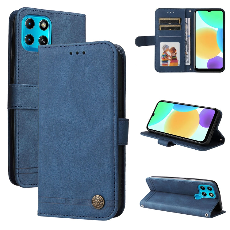 For Infinix Smart 6 Skin Feel Life Tree Metal Button Leather Phone Case