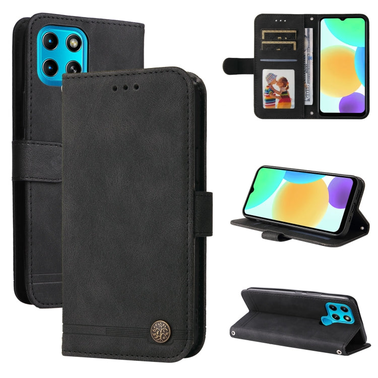 For Infinix Smart 6 Skin Feel Life Tree Metal Button Leather Phone Case