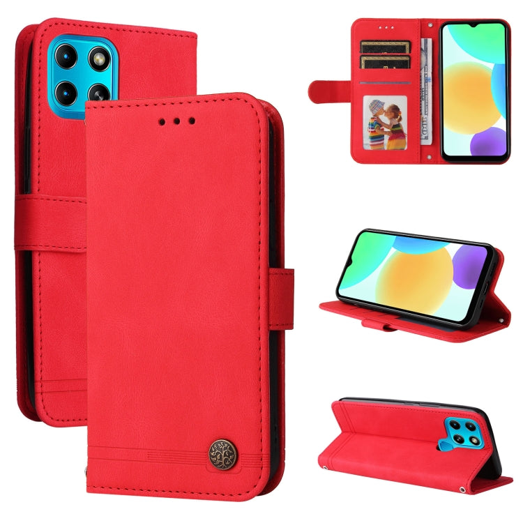 For Infinix Smart 6 Skin Feel Life Tree Metal Button Leather Phone Case