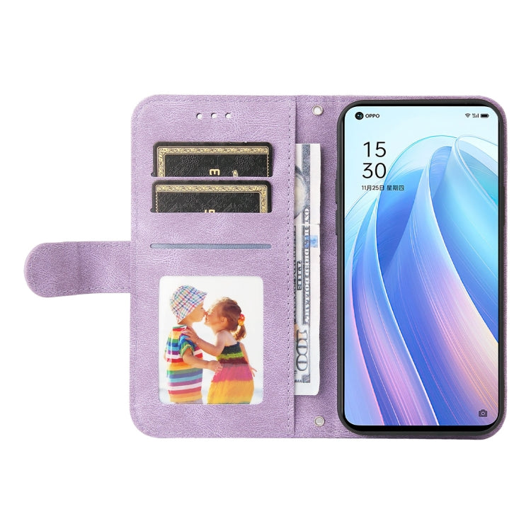 For OPPO Reno7 5G / Find X5 Lite Global Skin Feel Life Tree Metal Button Leather Phone Case