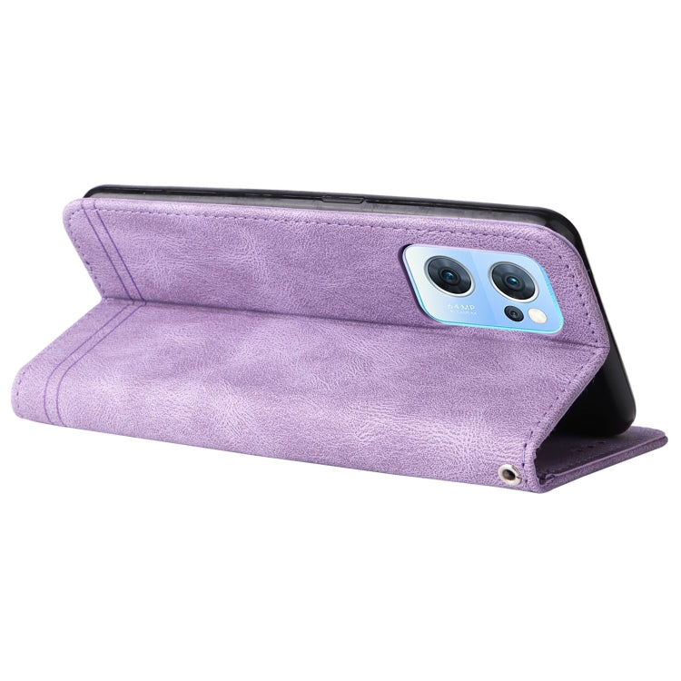 For OPPO Reno7 5G / Find X5 Lite Global Skin Feel Life Tree Metal Button Leather Phone Case