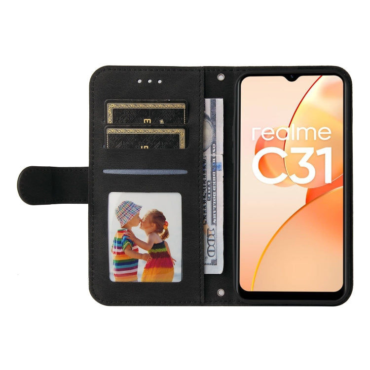 For OPPO Realme C31 Skin Feel Life Tree Metal Button Leather Phone Case