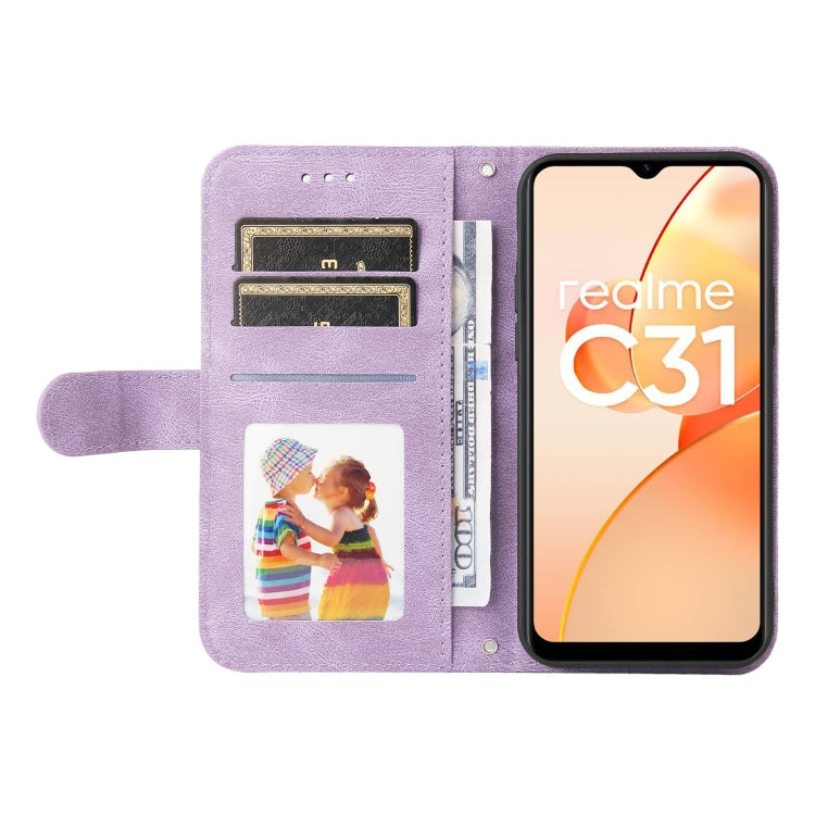 For OPPO Realme C31 Skin Feel Life Tree Metal Button Leather Phone Case