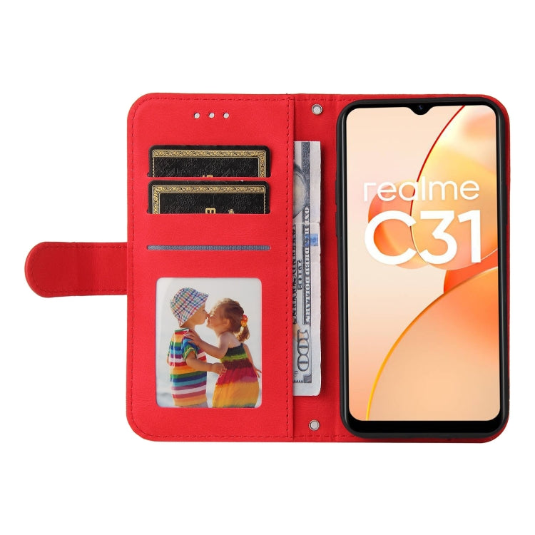 For OPPO Realme C31 Skin Feel Life Tree Metal Button Leather Phone Case