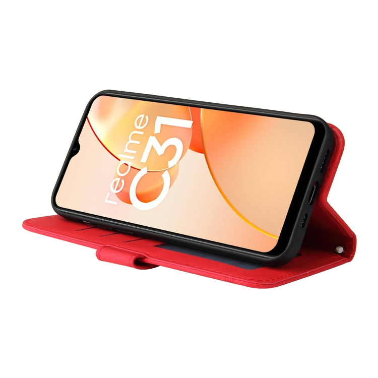 For OPPO Realme C31 Skin Feel Life Tree Metal Button Leather Phone Case