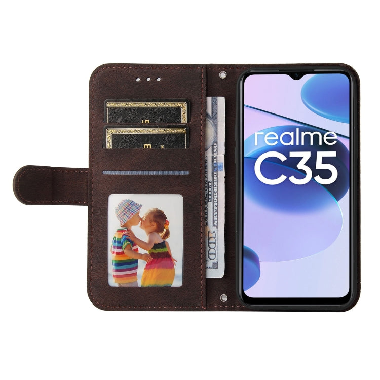 For OPPO Realme C35 Skin Feel Life Tree Metal Button Leather Phone Case