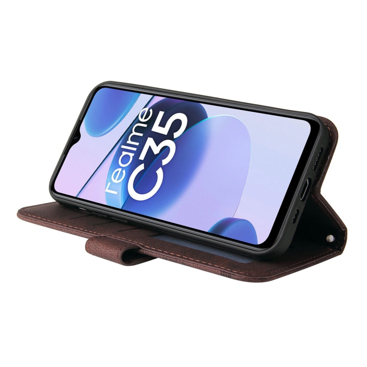 For OPPO Realme C35 Skin Feel Life Tree Metal Button Leather Phone Case