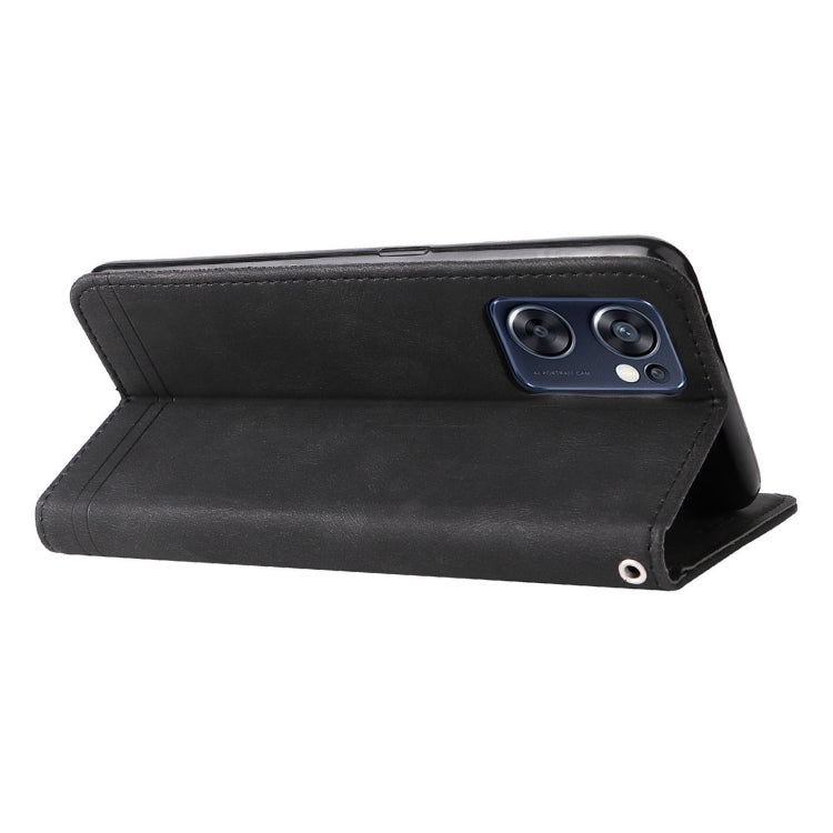 For OPPO Reno7 SE 5G Skin Feel Life Tree Metal Button Leather Phone Case