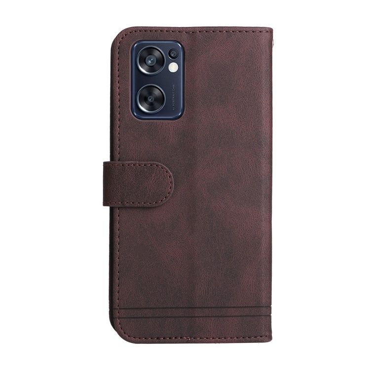 For OPPO Reno7 SE 5G Skin Feel Life Tree Metal Button Leather Phone Case