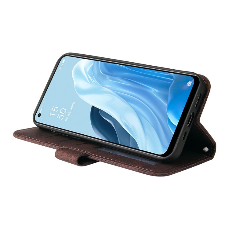 For OPPO Reno7 SE 5G Skin Feel Life Tree Metal Button Leather Phone Case