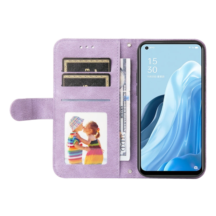 For OPPO Reno7 SE 5G Skin Feel Life Tree Metal Button Leather Phone Case