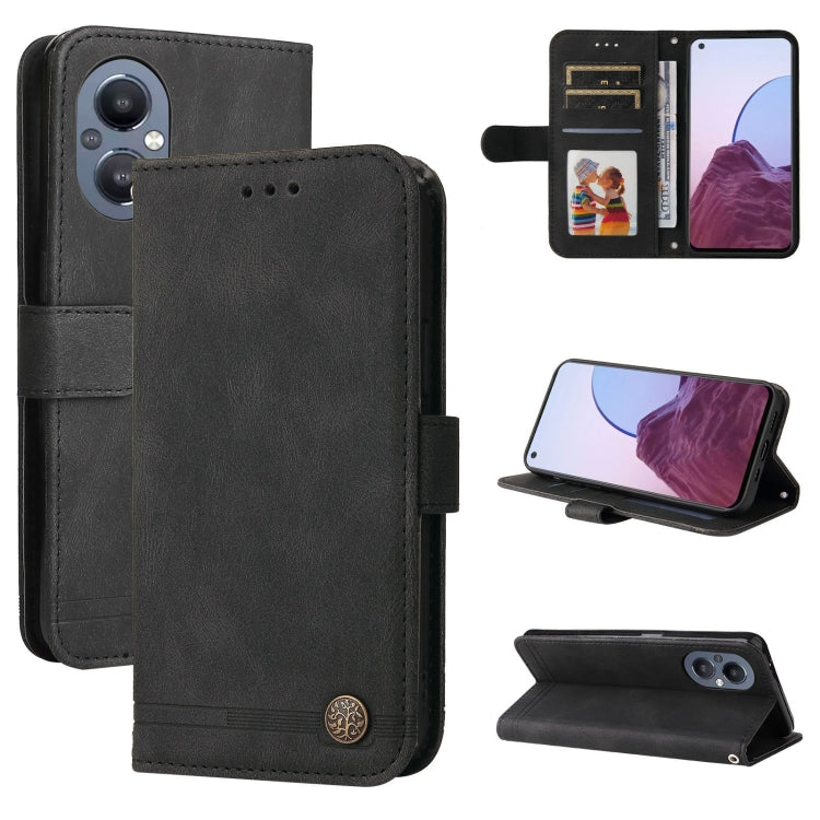 For OPPO A96 5G / Reno7 Z 5G / OnePlus Nord N20 5G Skin Feel Life Tree Metal Button Leather Phone Case